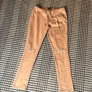 New Junior’s Coral Drawstring Distressed Pants (M)